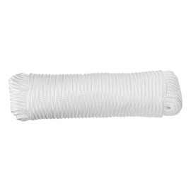 sourcing map Solid Braid Nylon Rope 1/4 Inch 100 Ft Multipurpose Polypropylene Utility Rope Cord Line for Camping Flag Pole Climb Knot, White