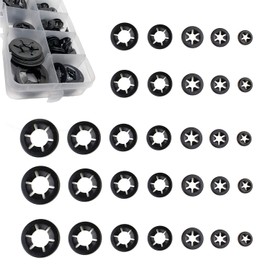 Zaky 200 pieces Internal Tooth Starlock Washers M3 M4 M5 M6 M8 M10 M12 Quick Speed Locking Washers Push On Speed Clips Fasteners Assortment Kit (7 size)