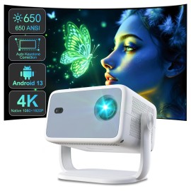 Topleo android projector led mini room ceiling mount projector portable 4k video smart home theater video projectorcolor: Gray, accessories: Bag, plug: UK