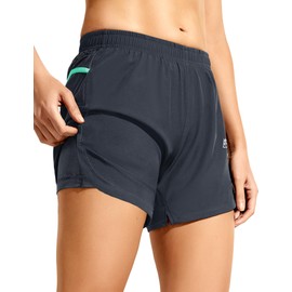 Haimont Womens Athletic Shorts with Liner Trail Running Shorts with Pocket Quick Dry Fit Moisture Wicking Marathon Exercise, Dark Grey S