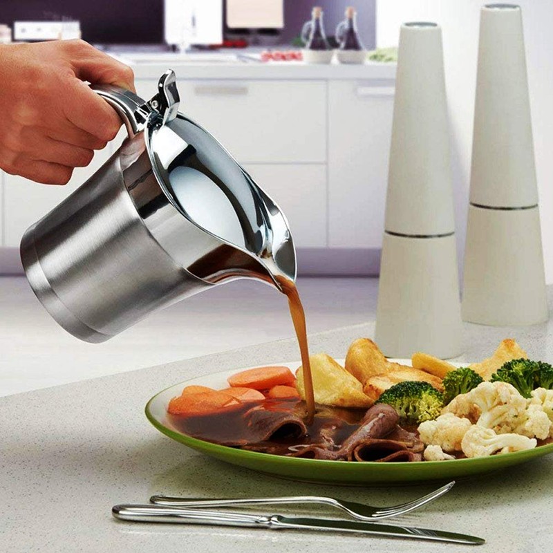 Gravy Boat, 450ml 304 Stainless Steel Double Layer Insulation Flavor