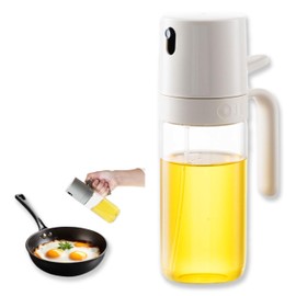 Pop Frog オイルスプレー 料理用 食用 250ml 調理用オイル噴霧器 オイル スプレー 噴射機 オリーブオイル 醤油 しょうゆ 液だれ防止 片手 耐熱ガラス オイルボトル スプレーボトル (オフホワイト)