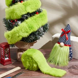NBEADS 3.3Yard Faux Fur Fabric Trim, Lime Green Christmas Fur Trim Fluffy Craft Ribbon Shaggy Faux Fur for Christmas Tree Garlands Decor DIY Craft Costume Sewing, 5cm Wide
