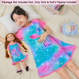 Play Tailor Girls Nightgowns Girl and Doll Matching Outfits Princess Pajamas Night Dress for Kids 18" Dolls Clothes