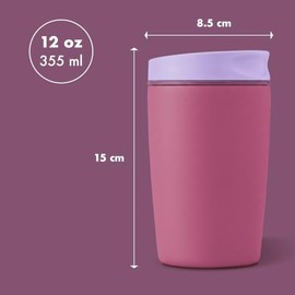 VIORA Vaso Trmico Heat Sip 355 ml De Acero Inoxidable, Tapa Antiderrames, Doble Pared, 24 Horas Fro, 6 Horas Caliente, Base Antideslizante            