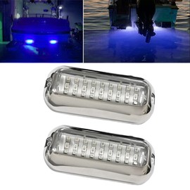 UWDESY 2Pcs 27 LEDs Blue Marine Boat Lights,IP68 Waterproof Underwater Boat Trailer Light Pontoon Boat Transom Lights Stern Navigation Light Boat Interior Deck Lights 10-30V DC