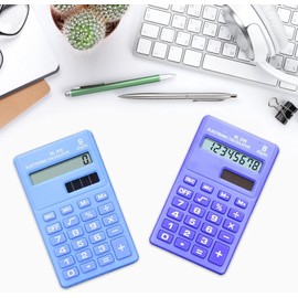 Blue Basic Standard Calculators Mini Digital Desktop Calculator, Solar Power Smart Calculator Pocket Size Basic Office Calculators for Home School Office Calculators
