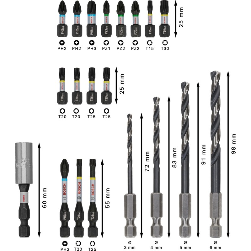 Bosch 20x PRO Impact Metal Set 20 Pieces (for Steel,