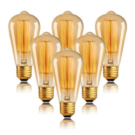 Sevici ST64 Edison Bulbs 6 Pack,Amber Vintage Incandescent Light Bulbs 110V 40W 240LM,E26 Base 2200K Dimmable Decorative Antique Squirrel Cage Filament Incandescent Bulb for Chandelier Pendant Lamps