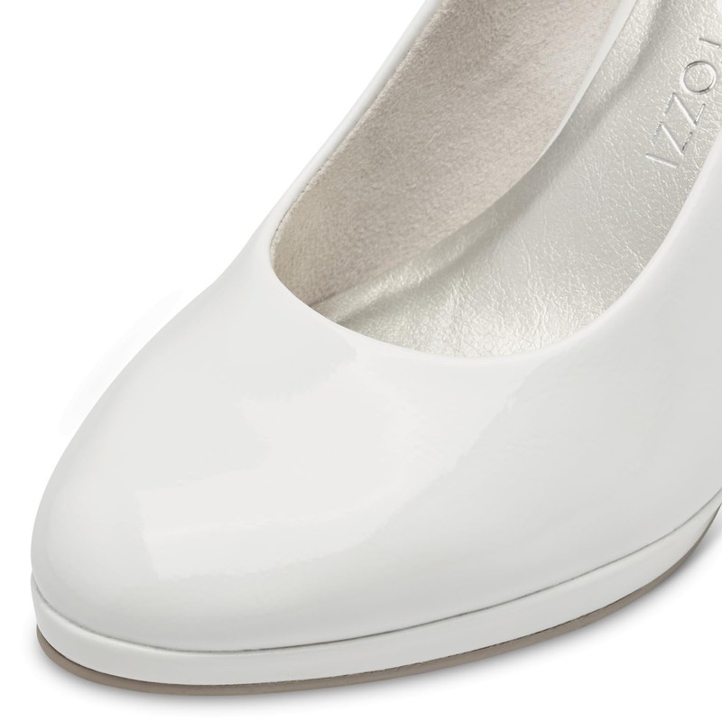 MARCO TOZZI Women's Vegan Court Shoes with Funnel Heel, White