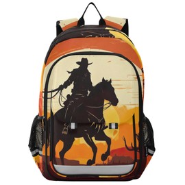 CHSIN Western Cowboy Sunset School Backpack for Girls-Boys Elementary School Bookbag Daypack for Kids, 12.9 X 6.7 X 17.7IN, 21216798