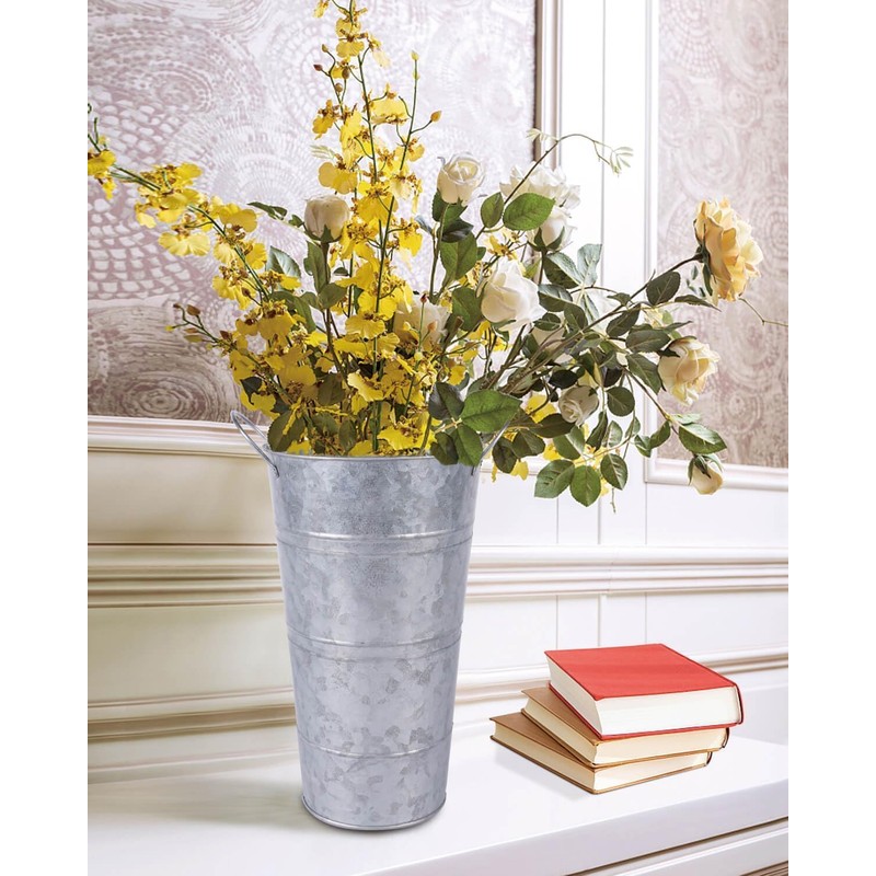 12 Inch Galvanized Metal Vases for Flowers - 6 Pcs