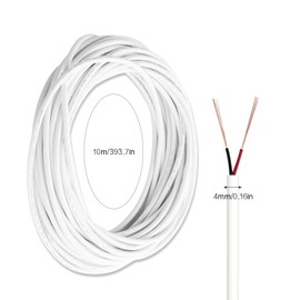 10 Metres White Two-Conductor Cable 24AWG Cable Power Cable 2 Core Round PVC Flexible Cable Copper Core Electric Wire Diameter 4 mm White Tinned Copper Cable Good Conductivity Durability