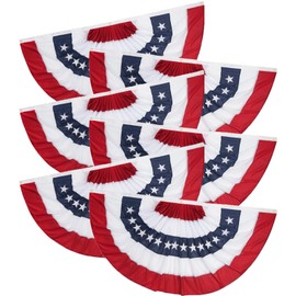 American Flags Bunting 3x6 FT 6 Pack, 4th of July Decorations Outdoor, Red White and Blue Buntings Decorations, USA Patriotic Half Fan Bunting Flag