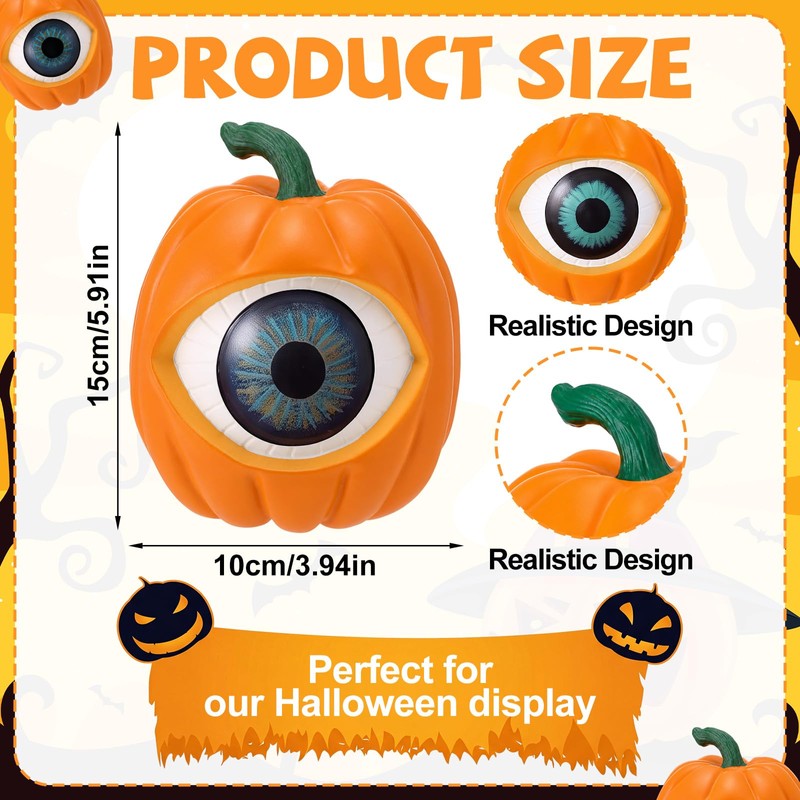 Fuutreo 2 Pcs Eyeballs Halloween Decorations 6 Inch Pumpkin Eyeballs