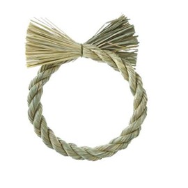 PURIZA Straw-Look Wreath, Marble Green, 7.1 inches (18 cm)
