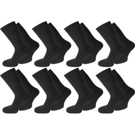 normani 8, 16, 24 or 32 Pairs of Everyday Sports & Leisure Socks Classic Tennis Socks, Black - 16 Pairs, 43 - 46