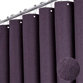 BTTN Purple Shower Curtain - Linen Textured Heavy Duty Waterproof Cloth Shower Curtain Set with 12 Plastic Hooks, Hotel Spa Luxury Simple Decorative Thick Fabric Shower Curtains for Bathroom - 72x72