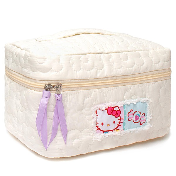 Cotton Makeup Bag Large Travel Coquette Aesthetic Makeup Bag Portable Cosmetic Bag Lightweight Cute Toiletry Bag Kawaii Cosmetic Pouch for Ladies Girls (Cat White)