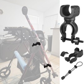 2 Pcs Cane Holder for Walker, Universal Walking Stick Holder for Wheelchair & Rollator, Durable Cane Clips for Seniors, Includes Elastic Cord Lanyard Fixing Buckle for Mobility Aids