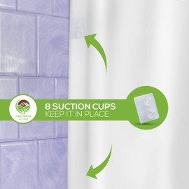 Clean Healthy Living Heavy Duty PEVA White Shower Curtain Liner with Magnets & Suction Cups - 70 X 72 in. Long