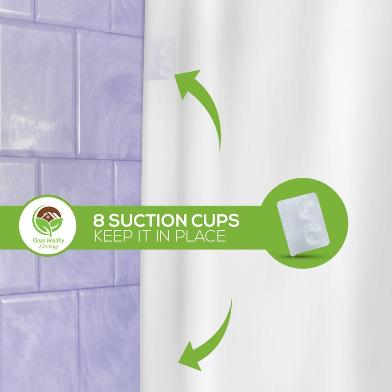 Clean Healthy Living Heavy Duty PEVA White Shower Curtain Liner