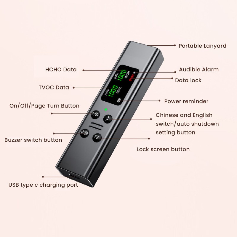 Portable Air Quality Detector Highly Accurate Home Portable HCHO Detector