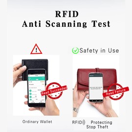 PORRASSO Women Wallets Genuine Leather Purse Ladies RFID Blocking Wallet Card Holder Multi Compartment Wallet Phone Bag Change Pouch Red