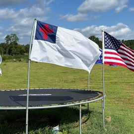 Christian Cross Flag 3x5 Outdoor Double Sided- 3Ply Heavy Duty 240D Nylon(All Weather)- Christianity Religious Flags- 2 Brass Grommets & 4 Rows Stitched