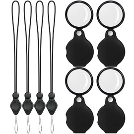 SAYEEC 8 Pcs 10X Small Magnifying Glass, Pocket Magnifier Folding Magnify Glass with Rotating Protective Leather Sheath and 8 Pcs Lanyard, Mini Magnifying Lens for Reading Books Jewelry Coins Gems