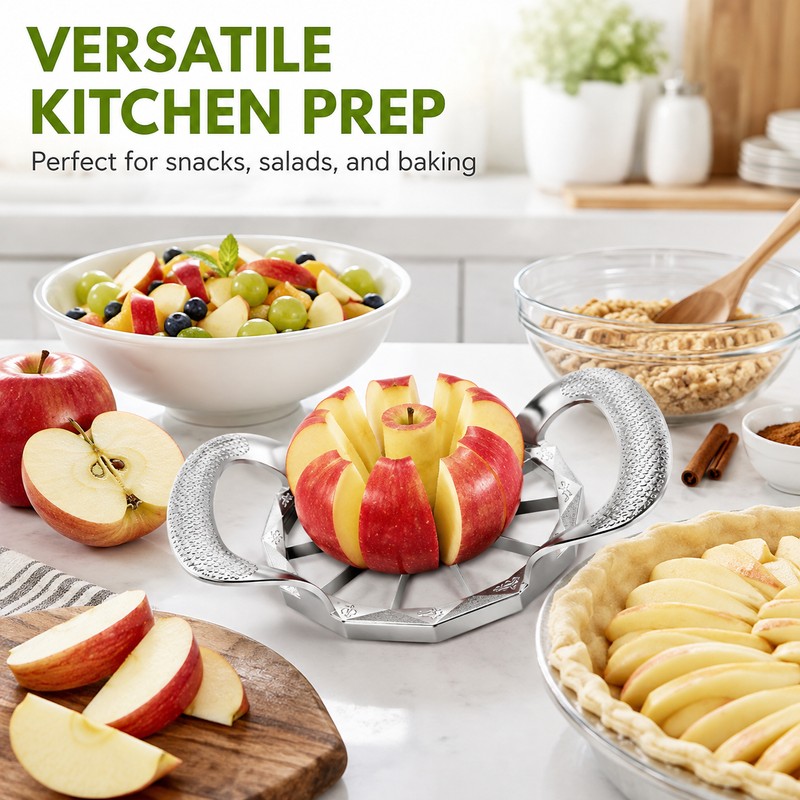 12-Slice Apple Cutter & Corer for Kitchen Prep – Stainless