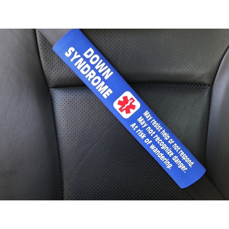 Down Syndrome Medical Alert Seat Belt Cover (Black)