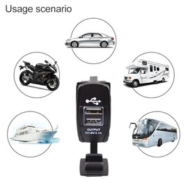 JDIME - Adaptador universal de doble puerto USB para coche, enchufe de cargador rápido de 3.1 A, rectangular, impermeable, a prueba de polvo, 12 V,...