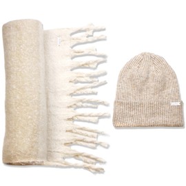 Nicole Miller Women's Winter Beanie and Hanging Scarf, Camel, One Size