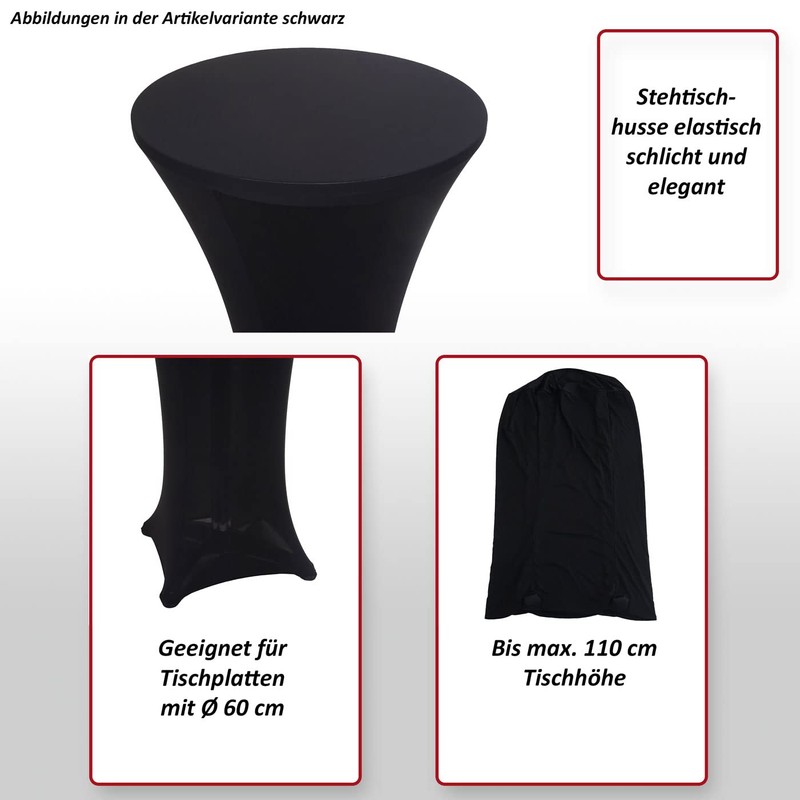 Mendler HWC-J30 High Table Cover Stretch Diameter 60 cm White