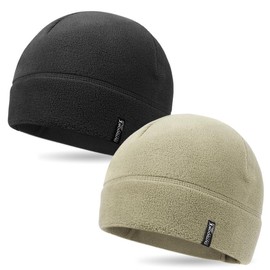 OUTDOOR SHAPING 2-Pack Tactical Beanie for Men & Women ️ OUTDOOR SHAPING Winter Fleece Beanie - Military Style, Ultra Warm, Lightweight & Cozy! Perfect for Hiking, Snow & Cold Weather Gift Set Idea - Color: Black and Olive
