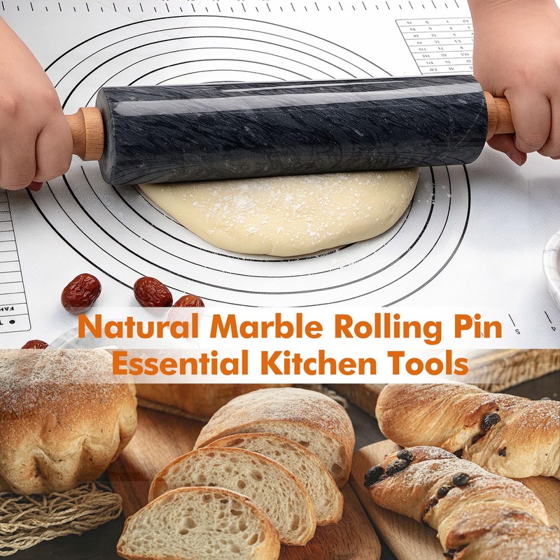 18.5 inches Marble Rolling Pin,Large Non-Stick Dough Roller,for making pizza,