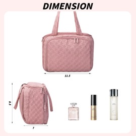SUNRISING Toiletry Bag Makeup Bag for Women, Travel Toiletry Organizer Dopp Kit Bag, Water-Resistant Large Cosmetic Travel Bag with Handle、Compartments for Girls Toiletries Accessories Essentials-Pink