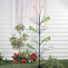 Bottle Tree, Stands Almost 4 Feet Tall - Metal with Plastic Tips - for Wine Bottle and Outdoor Yard Decorations