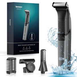 Afeitadora Corporal Masculina 2 en 1, Kensen IPX6 Impermeable Rasuradoras para Hombre para Barba, Axilas, Pecho, Piernas y Genitales con Pantalla LED, Peine Límite Ajustable (1-10 mm)