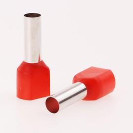 Fidioto 10AWG Dual Barrel Ferrules Terminal, AWG 10/6.0mm² Twin Ferrule Connectors Wire Ends Terminals Pins for Car Audio, Electronics, Communication Equipment