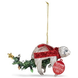 DEMDACO Sloth Slothing Around The Christmas Tree 3.5 x 2.5 Inch Resin Christmas Tree Ornament