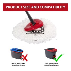 5-Pack Mop Replacement Heads for Ocedar Mop Replace Head EasyWrin Spin Mop Heads Replacements, Easy Cleaning Mop Head Replacement