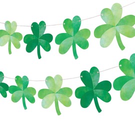 Big Dot of Happiness Shamrock Garland Banner, St. Patrick's Day Decorations, Green Clover Paddy's Day Party Banner, 30 Feet of Cord, 15 Double-Sided Shamrocks