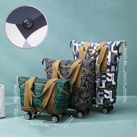 Yuthsona Rolling Duffle Bag with Wheels Foldable Luggage Bag Expandable Carry on Bag with Detachable Casters Dry Wet Separation Duffle Bag for Women & Men