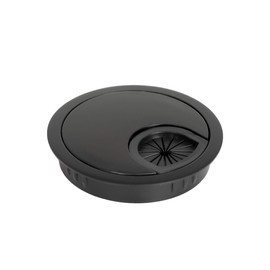 Eigentlich Round Cable Management Cover, Diameter 60 mm, Metal Chrome or Black, Lid with Cable Pass for Desk, Cable Management (Matte Black)