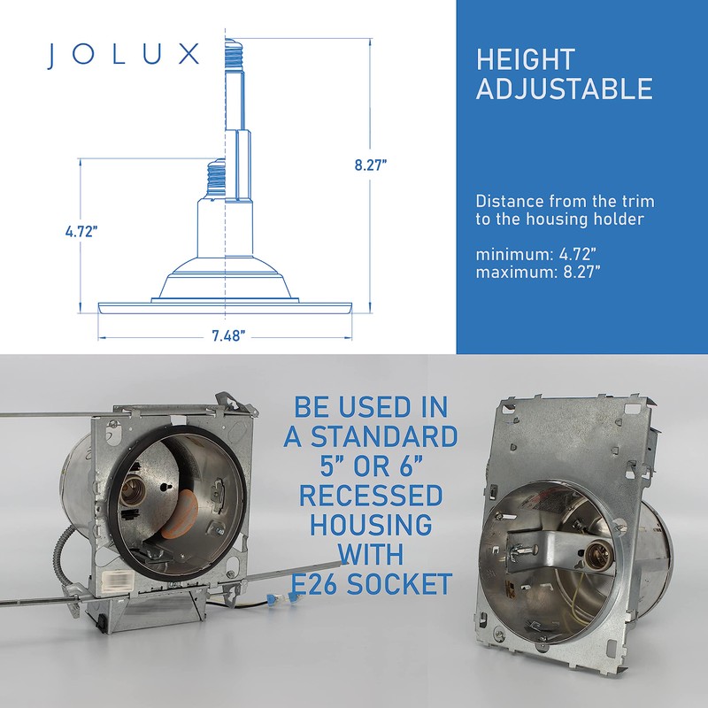 Jolux 5/6" Adjustable Height LED Retrofit Recessed Lighting 4 Pack,Dimmable