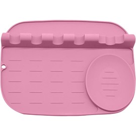 zolyet Soporte para Utensilios de Silicona con Almohadilla de Goteo para múltiples Utensilios Soporte para cucharas sin BPA Soporte para cucharas para Estufas Soporte para,Rosa,