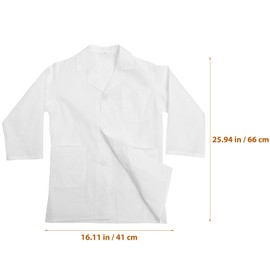VOSAREA Boy Girl Lab Coat for Science Experiments Washable White Scientist Costume for Role Play and Cosplay Events for Height Boy Girl