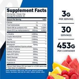 Nutricost Pre-C Pre-Workout Complex with Creatine (Fruit Punch | 30 Servings) Powder - Boost Fintess Routines, 453g